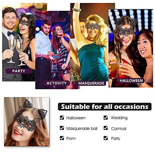 PATPAT Set of 2 Masquerade Masks Lace Eye Mask Cat Ears Headband for Women, Cute Halloween Mask Party Mask Costume for Cosplay Carnival Party Halloween Christmas Valentine Day (Elf) PATPAT Set of 2 Masquerade Masks Lace Eye Mask Cat Ears Headband for Women, Cute Halloween Mask Party Mask Costume for Cosplay Carnival Party Halloween Christmas Valentine Day (Elf)